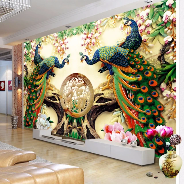 TIANXINBZ Modern Custom HD Photo Wallpapers Peacock Fantastic Embossed  Wallpaper Environment Friendly TV Background Mural for Kid's Room,300cm(W)  x210cm(H): Buy Online at Best Price in UAE 
