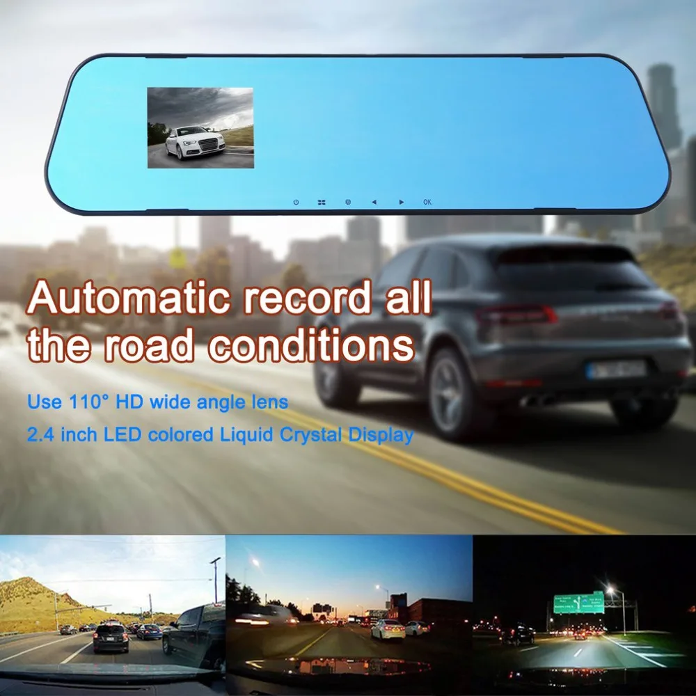 

2.4 Inch Car DVR 110 Degree Rear-view Mirror Vehicle Traveling Data Recorder HD Wide Angle Len & LED Liquid Crystal Display Hot