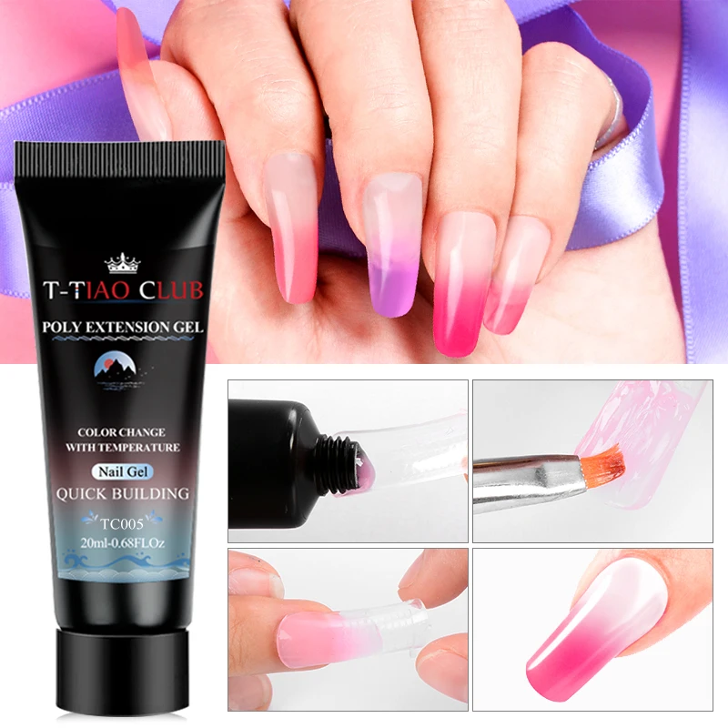 

20ML Thermal Changing Poly Extention Gel 5 Colors Soak Off UV Gel Color Changing Snowflake Temperature Color Change Gel Nail Art