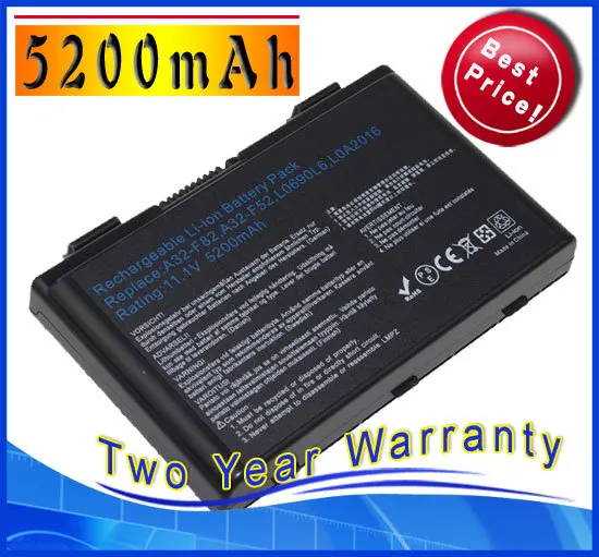 5200mAh laptop Battery For Asus A32 F52 A32 F82 F82 K40 K40in K50 K50in
