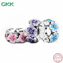 CKK 925 пробы серебро 3 цвета Магнолия цветение бусины наборы с прозрачным CZ DIY Fit PANDORA Подвески для женщин ювелирных изделий CKS002