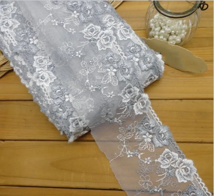 Buy 3Yards Grey Lace Trim 9.5cm Wide Vintage