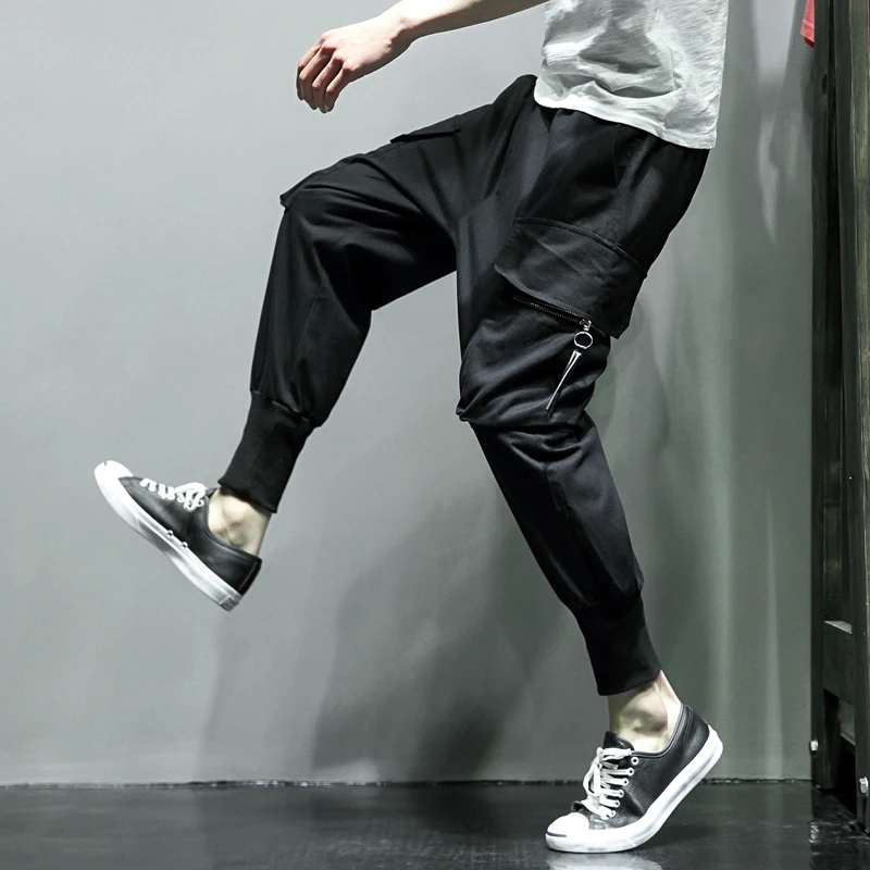 

K8107 spring new tooling department code zip pocket man nine feet personality casual pants P60 88].