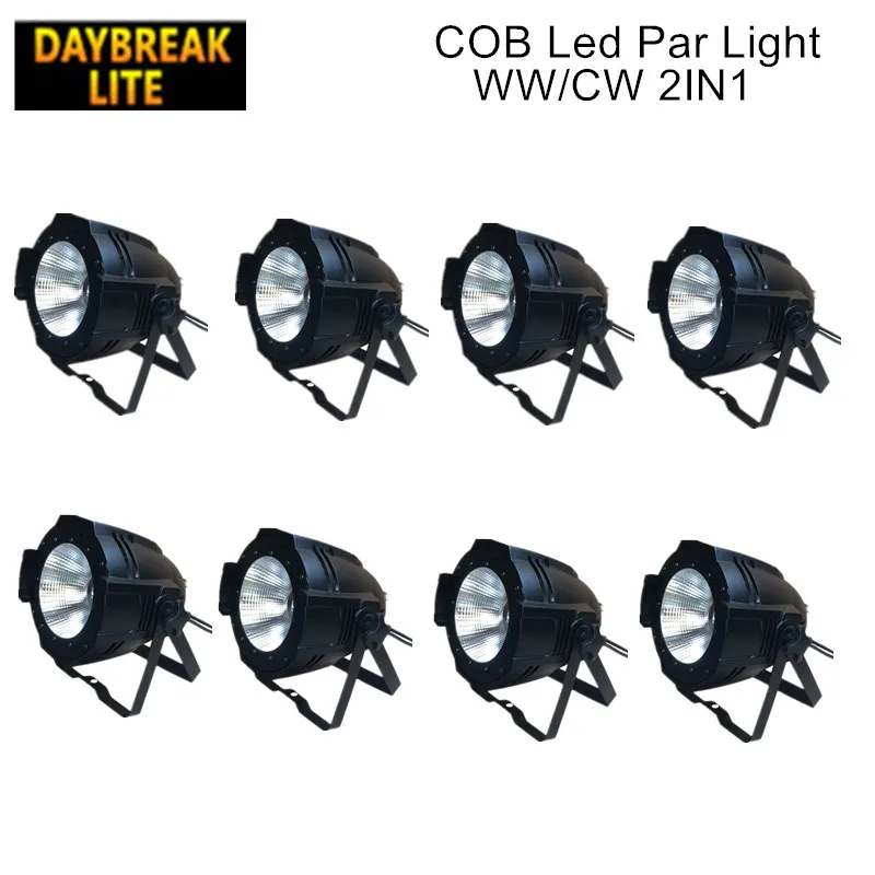

8PCS/LOT stage wash light 2color warm white cool white led par light cob leds dmx512/sound 3200k-6500k