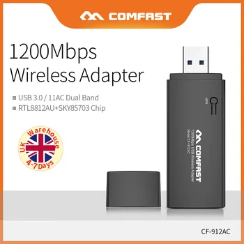 

Comfast 11AC Dual Band 2.4G&5.8G High Speed 1200Mbps USB3.0 RTL8812AU Gigabit Wireless Adapter Network Card For Windows CF-912AC