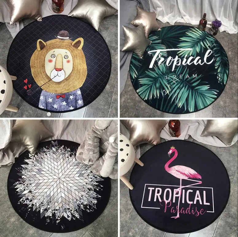 INS скандинавские Мультяшные круглые ковры для гостиной компьютерное кресло ковер детская игровая палатка напольный коврик для гардеробной и ковров