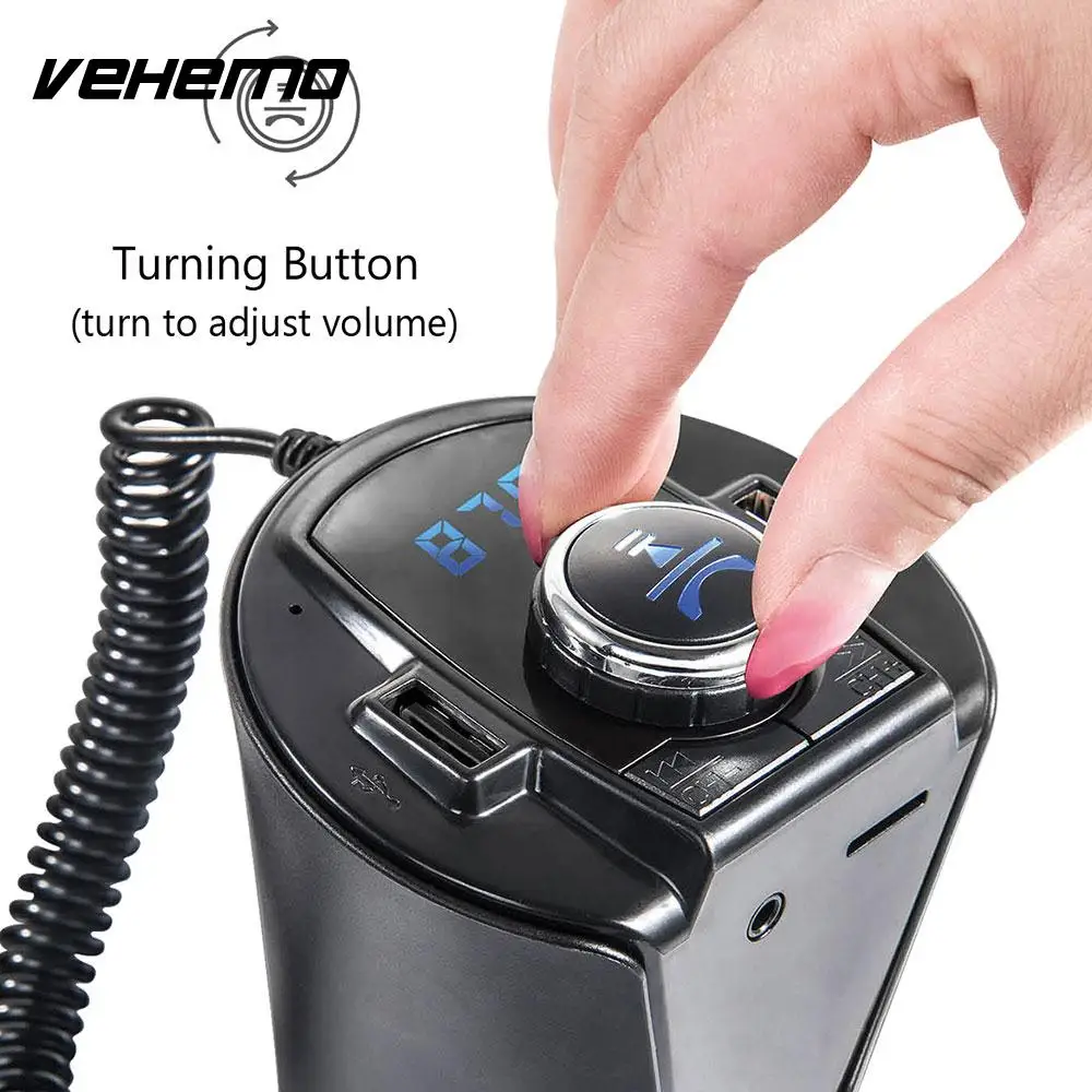 VEHEMO 5 В/2.5A 12-24 В fm-передатчик TF Pin-Cup Зарядное устройство Кубок Bluetooth автомобильные аксессуары Зарядное устройство Грузовик MP3 плеер Dual USB