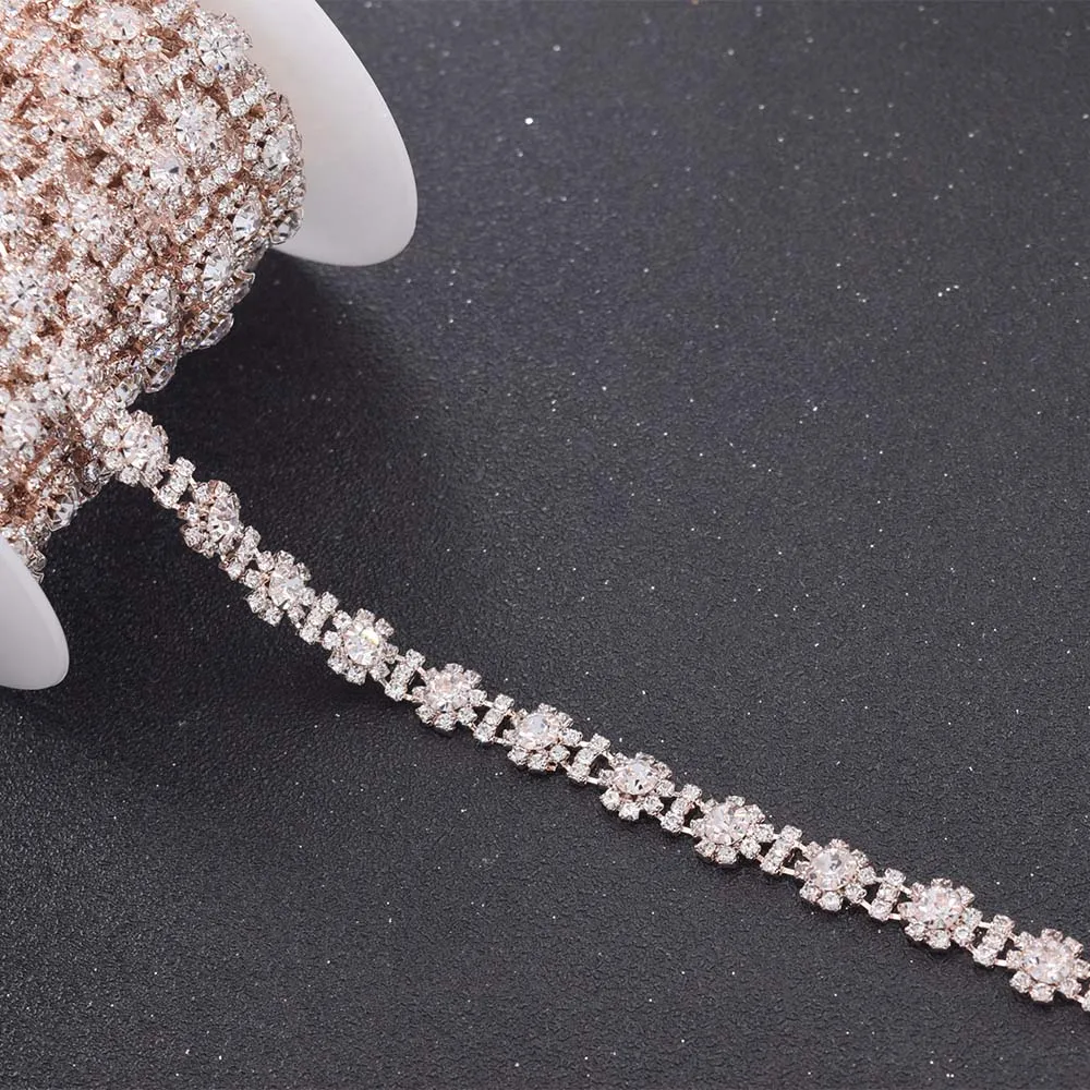 Rose gold rhinestons clothing trims  (2)