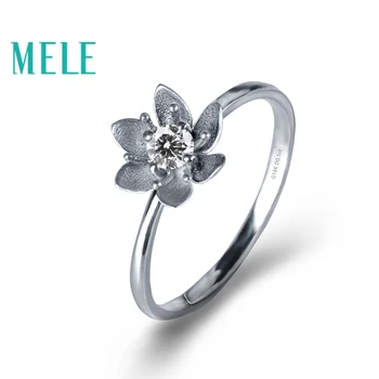 

MELE 0.1ct diamonds engagement rings for women,vintage and fashion flower made in 18k gold fine jewelry for wedding gift