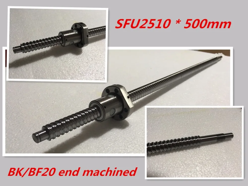 1pc 25mm Ball Screw Rolled C7 ballscrew SFU2510 500mm BK20 BF20 end processing 1pc SFU2510 Ballscrew