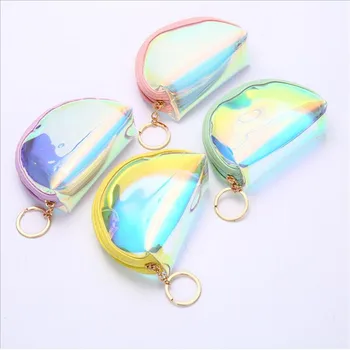 

Women Transparent Laser Holographic Coin Purses Clear PVC Jelly Handbag Harajuku Tote Bags Credit Card Holder Laser Coin Purses