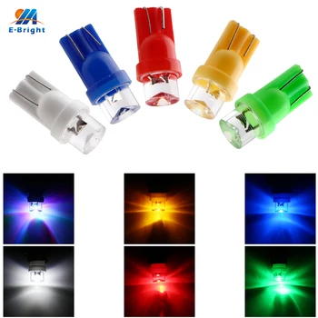 

YM E-Bright 10PCS T10 Concave Lens Mini Bulbs with Wedge Base for Dashboards Instrument Lights Blue Red White Green Amber RGB