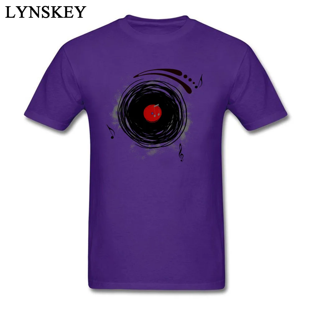 Faddish Male T-shirts Crew Neck Summer/Fall Short Sleeve 100% Cotton Tops Shirt Casual Group Clothing Shirt Top Quality Vinyl Records Retro Grunge DJ Art purple