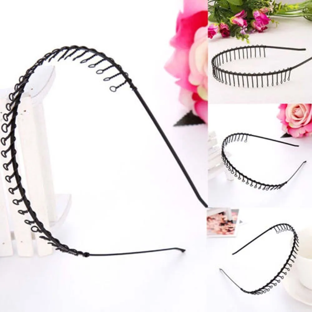 Men's Metal Wire Teeth Hair Band Fashion Black Soccer Football Sports