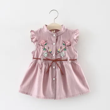 

Toddler Baby Girls Flowers Lace-Up Fashion Party Dress Princess Dresses Sukienka Niemowlak 1St Birthday Lovely Dress Baby Gown