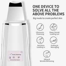 Ultrasonic Ion Skin Scrubber LCD Rechargeable wrinkles Deep Cleaning High Frequency Vibration Face Peeling Massager Spa portable face lift photon tender skin smooth led light therpay galvanic spa ion deep cleaning makeup ultrasonic face massager