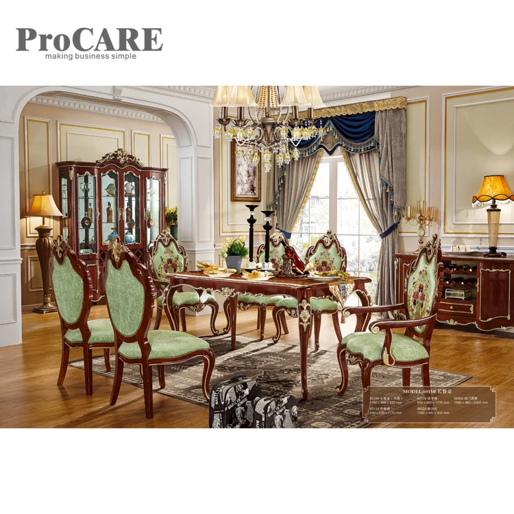 Popular heavy-duty white high marble top wooden dining table and chairs - 6015 Popular heavy-duty white high marble top wooden dining table and chairs - 6015