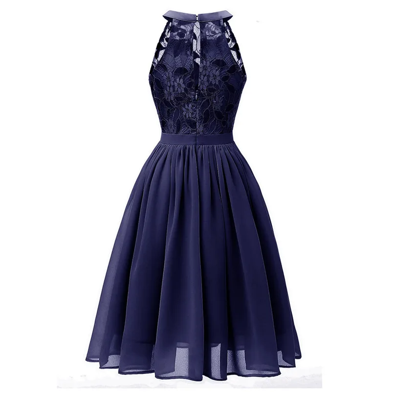   Women Summer Vintage Princess Floral Lace Dress Cocktail Elegant Dress Neckline Party Aline Mini Swing Dress#4M11 (21)