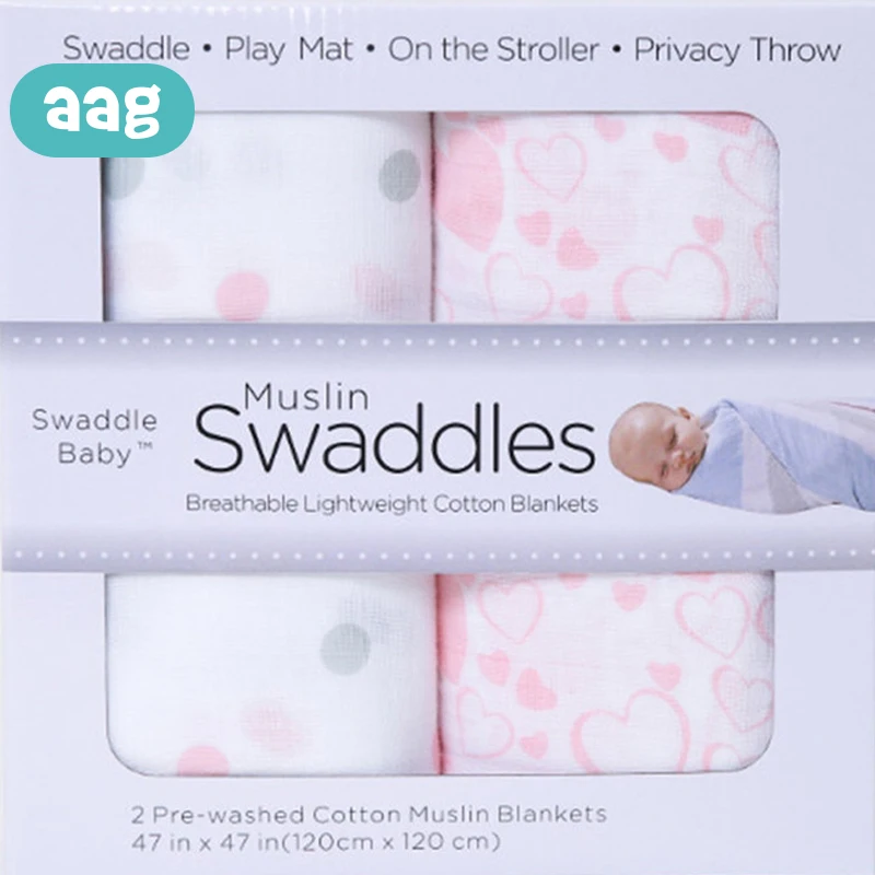 

AAG 2Pcs/set baby muslin two-layer cotton towel Newborn Cover Blanket Beach Bath Towel Infant Swaddle Wrap Towels Blanket 30