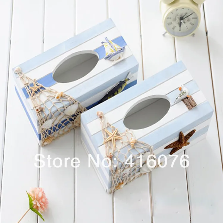 

Mediterranean Style Wooden Napkin Holder Black & White Style Tissue Box Creative Gift Home Decoration S2025