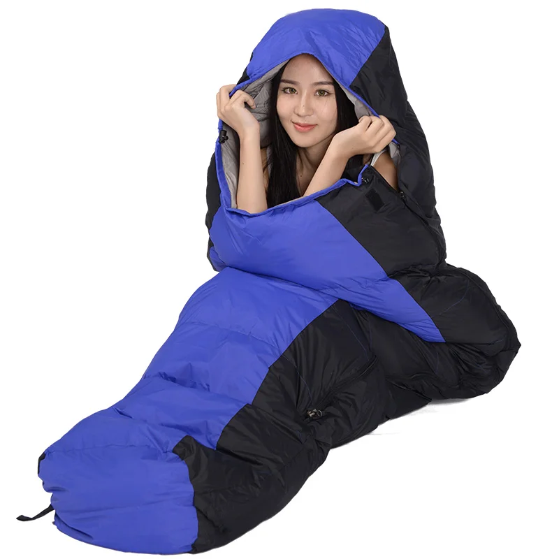 

Splicing Sleeping Bag Winter Sleeping Bag Cold Temperature Sleeping Bag for Winter Blu Red Duck Down Filling 1.5kg down