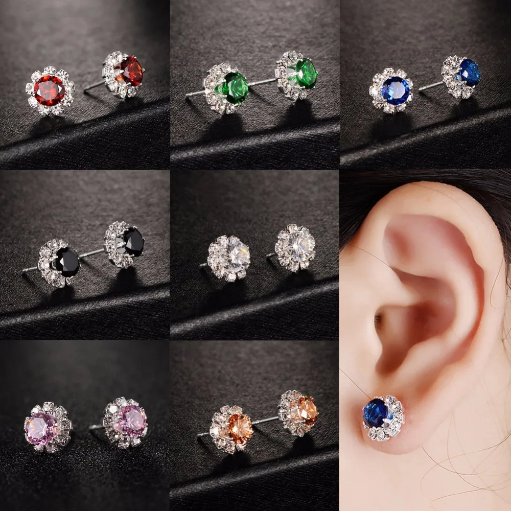 

Flower Crystal Stud Earrings Rhinestones Zircon Earrings Ear Stud Women's Fashion Jewelry Gift #258567
