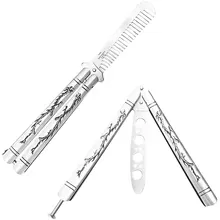 Складной нож из нержавеющей стали Balisong с рисунком дракона и титановым покрытием в стиле бабочки с тупым лезвием