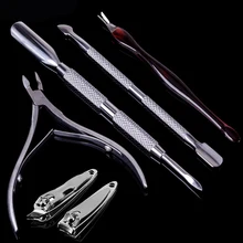 Thinkboo 6 шт./компл. из нержавеющей стали инструменты для отшелушивания ногтей толкающая омертвевшая кожа Ложка Толкатель для Удаления Резак Маникюрные щипчики Набор для резки