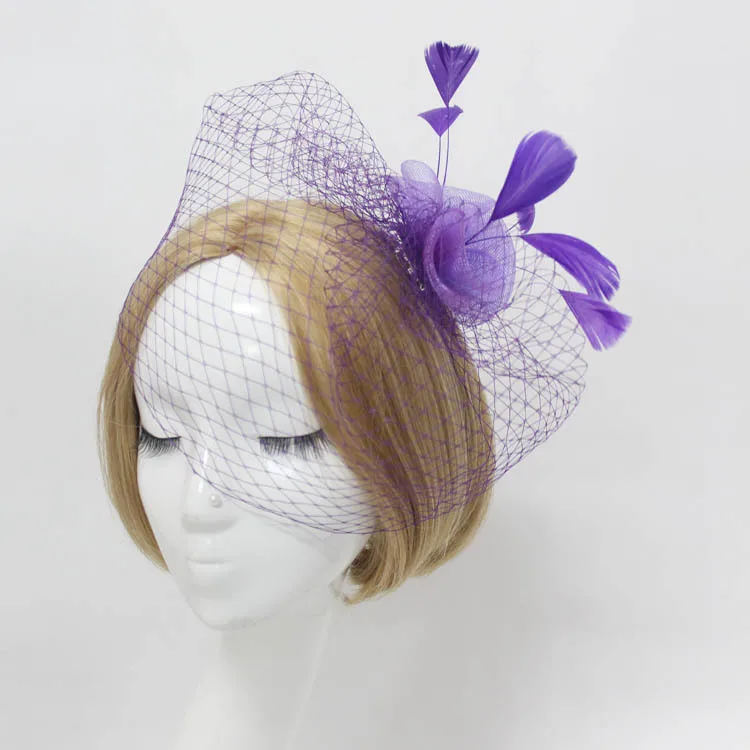 

Bride Gauze Headdress Hair Accessories Feather Headdress Party Banquet Gauze Bezel Elastic Covering Face Veil Headdress Hairpin