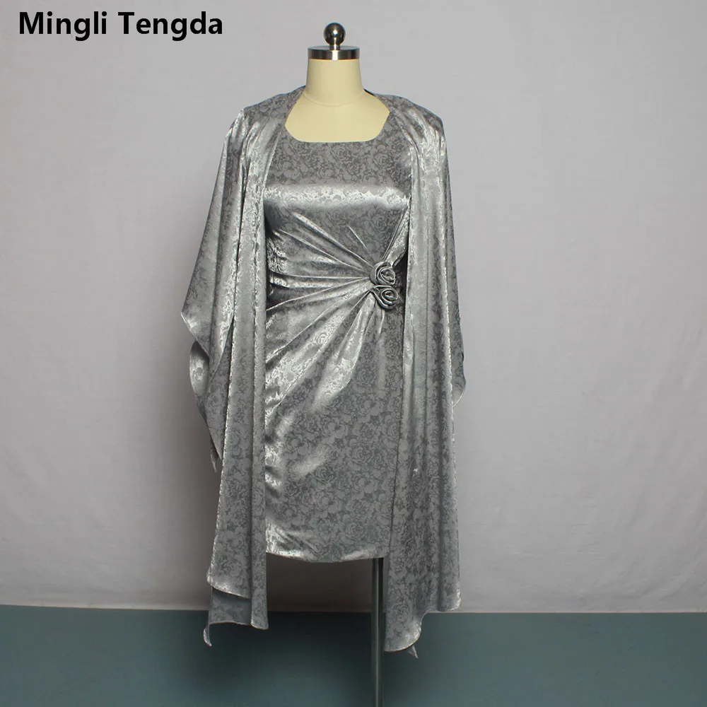 Mingli Tengda платья для матери невесты с курткой свадебной вечеринки серое платье
