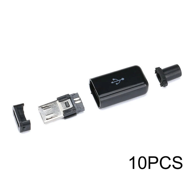 10 шт./компл. 4 в 1 DIY Micro USB сварки Тип Мужской 5-контактный разъем w/Пластик крышка черного и белого цвета - Цвет: Black 4 in 1