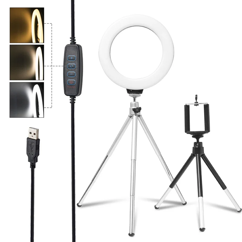 

26cm Stepless Dimmable LED Makeup Selfie Ring Light for Youtube Video Camera Continuous Lighting Photo Studio Live Beauty Light