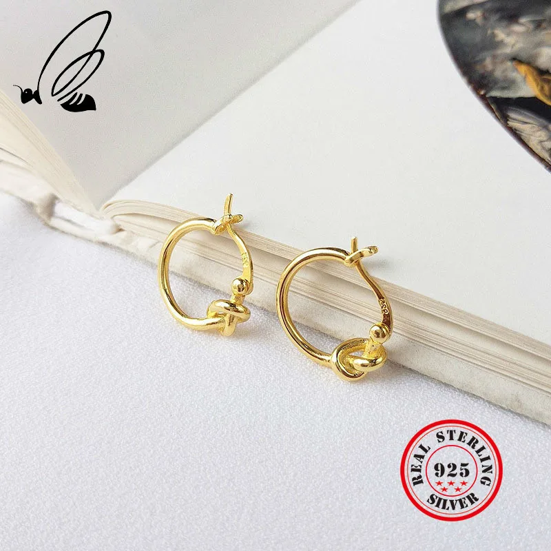 

Round Rope Knot Hoop Earrings For Women 925 Sterling Silver Earings European Gold Color Fashion Jewelry Bijoux Femme Aretes kьpe