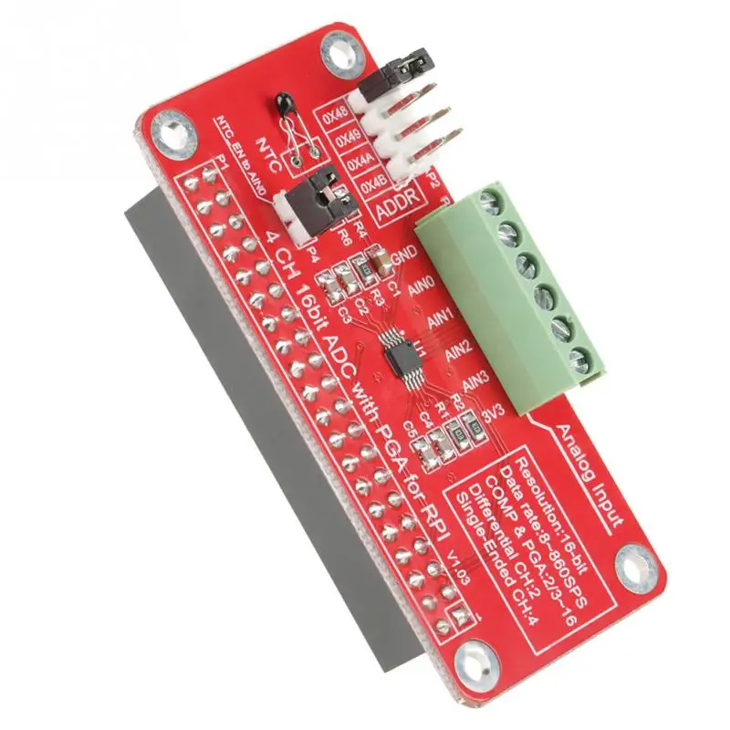 Модуль ADC 16-битный ADS1115 аналоговый в цифровой модуль преобразователя для Raspberry Pi