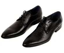 european style genuine ostrich grain leather mens fashion qshoes business dress casual shoes men personalized shoe ym203-502-5