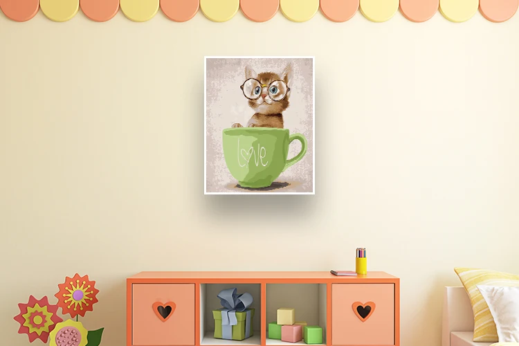 Животные кошка DIY краски по номерам на холсте настенные художественные цифровые модульные акриловые раскрашивающие картинки для гостиной спальни рисования малыша