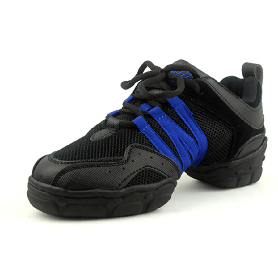 Breathable Black With Blue Ribbon Modern Dancing Sneakers Jazz Dance