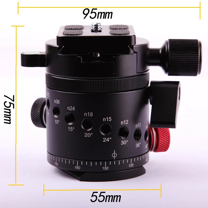 360 Degree Panoramic Ballhead Clamp 10 Indexing Head Rotator with Quick Release Plate for Camera Tripod Head