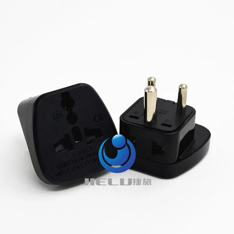 2016 INDIA, Sri Lanka Type D Travel Adapter With 2 Power Outlet Black