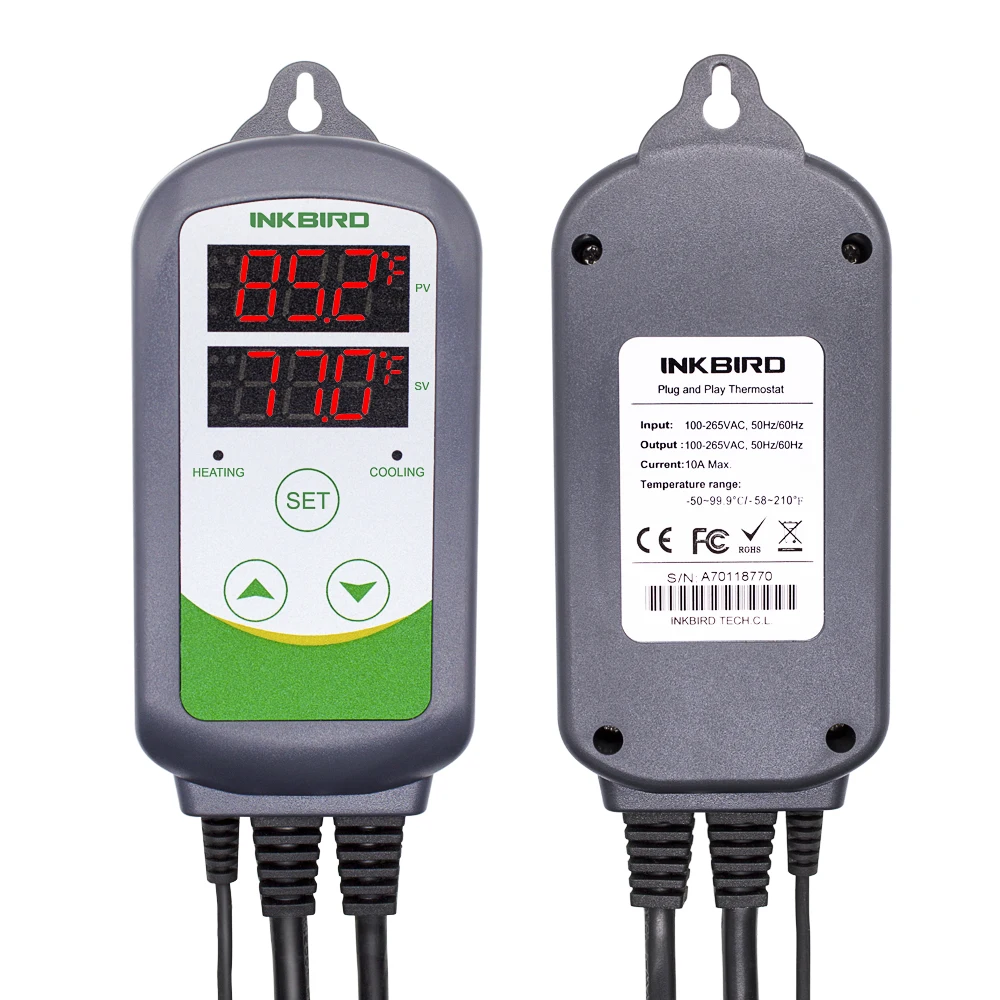 Goede Inkbird ITC 308S EU Plug 220V Dual Stage Temperatuur Controller Pre wired Digitale Thermostaat met NTC Sensor voor Brouwen aquarium