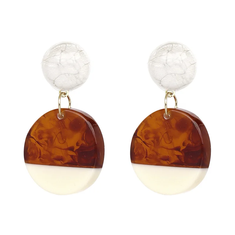 New 2 Colors Fashion Women Statement Resin Round Earrings For Women Fashion Earring Wholesale Women Wedding Gift Jewelry