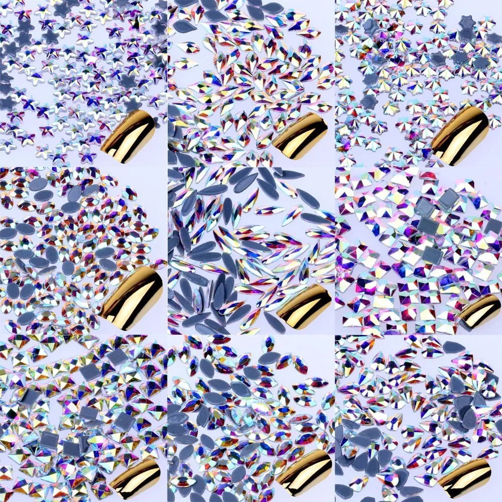 

High Quality Crystal AB Hotfix Rhinestones Iron On Flat Back Crystals Hot fix Flatback Stones Multi shapes for dress decoration