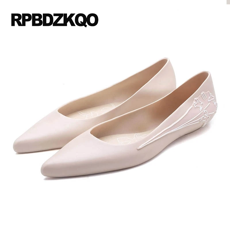 

Flower Cheap Shoes China Navy Blue Pointed Toe Floral Flats Mori Girl Beautiful Jelly Women Pink Green Nude Slip On Latest
