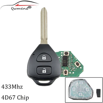 

2Buttons 433Mhz Transponder Chip 4D67 Remote key For Toyota RAV4 Corolla Europe 2006 2007 2008 2009 2010 Original key