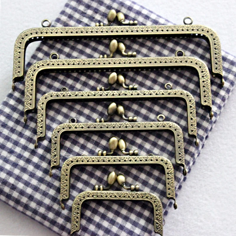 

Coin Metal Purse Frame Making Kiss Clasp Lock for Clutch Bag Handle Handbag Accessories Bronze Tone Bags Hardware 8.5cm- 20.5cm