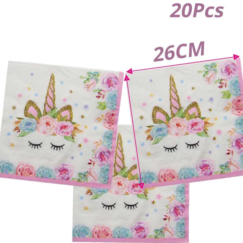 napkin WEIGAO Unicornio Юбилей Декор одноразовая посуда для Единорог День рождения украшения детей Baby Shower Декор поставки - Цвет: napkin