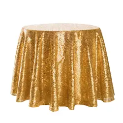 Скатерть 100% Бренд новый Высокое качество золото многоразовые изысканный край флэш круглый блёстки покрывало на Банкетный стул #4M08
