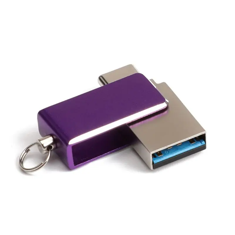 Роторный металлический USB флеш-накопитель U дисковая карта памяти поворотный флеш-накопитель для использования смартфона с интерфейсом USB3.0 и type-C