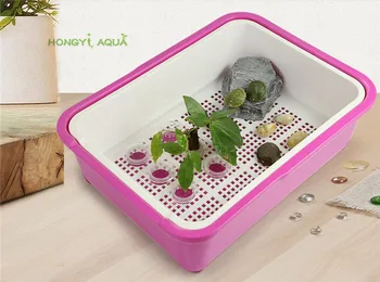 

1 piece plastic bare tank turtle tank plant pots open turtle box turtle feeding box plastic pots random color turtle habitat