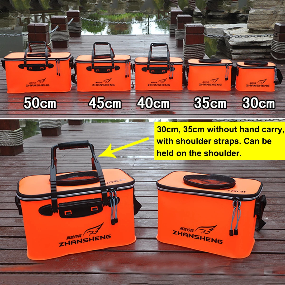 

Orange Portable Collapsible Handing Outdoor Fishing Bucket Live Fish Box Sea Waterproof Bucket Fishing Accessories Fishing Bags